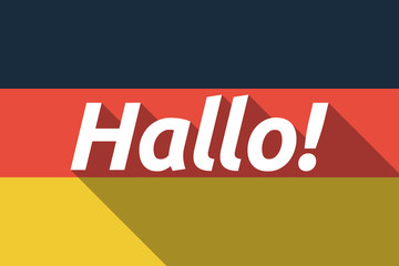 Long shadow Germany flag with  the text Hello! in the German language