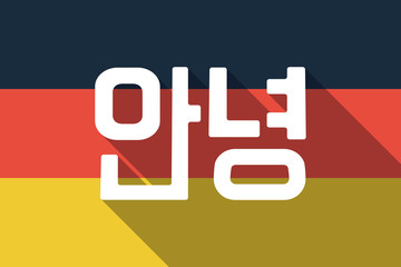 Long shadow Germany flag with  the text Hello in the Korean  language