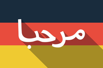 Long shadow Germany flag with  the text Hello in the Arab language © jpgon