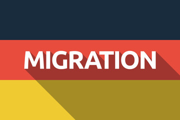 Long shadow Germany flag with  the text MIGRATION