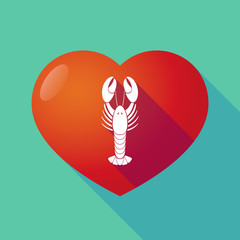 Long shadow heart with a lobster seafood