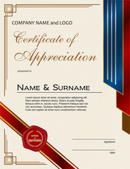 Certificate of Appreciation with wax seal and ribbon portrait version