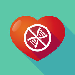 Long shadow heart with  a DNA sign in a not allowed signal