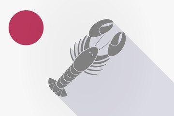 Long shadow Japan flag with a lobster seafood
