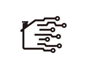 House Technology Logo Template Design Vector, Emblem, Design Concept, Creative Symbol, Icon