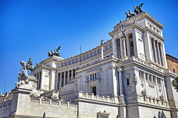 Fototapeta na wymiar Monument Vittorio Emanuele II or Altar of the Fatherland in Roma