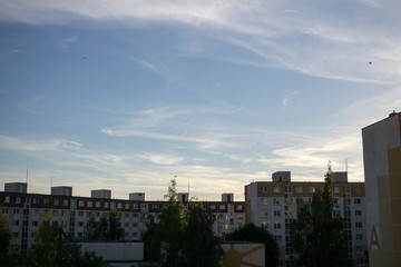 Sunrise and sunset over the hills and town. Slovakia