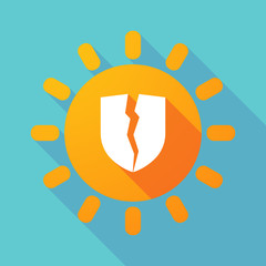 Long shadow Sun with  a broken shield