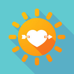 Long shadow Sun with  a heart pierced by an arrow