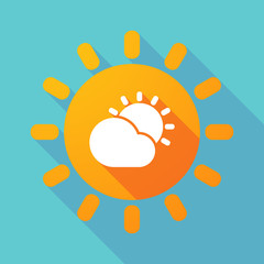 Long shadow Sun with  the Sun shining behind a cloud