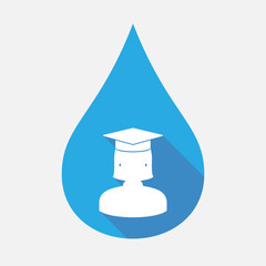 Isolated water drop with  a female graduated student