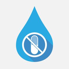 Isolated water drop with  a pill  in a not allowed signal