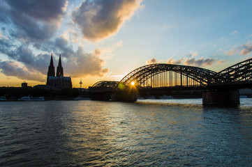 Naklejka premium Cologne at sunset on a day in summer
