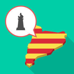 Long shadow Catalonia map with a bishop    chess figure