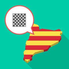Long shadow Catalonia map with  a chess board