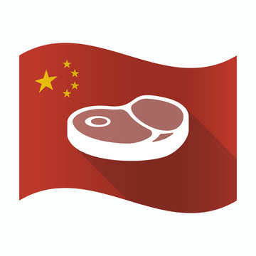Waving China flag with  a steak icon