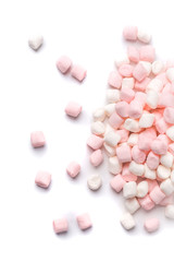 Obraz na płótnie Canvas marshmallows on white background from above