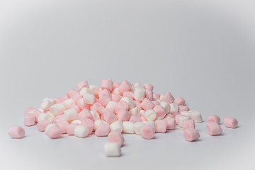 marshmallows on white background from above