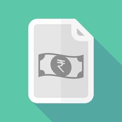Long shadow document with  a rupee bank note icon