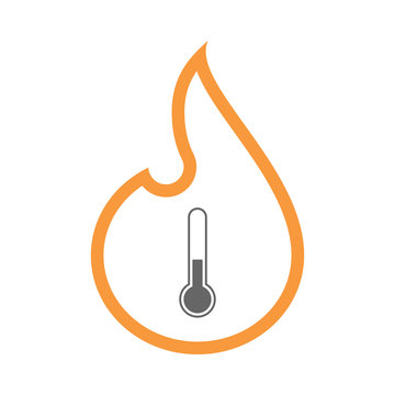 recommend clip art: Line art flame with  a thermometer icon