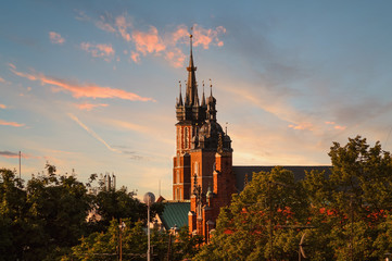 Church of St. Mary on the background of dramatic sky.