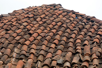 old roof made of shingles