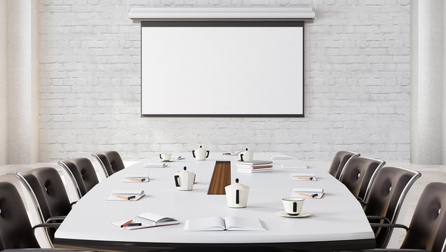 Modern Meeting Room with projector screen