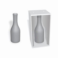 Wooden gift wrapping for Wine. Isolated on white background