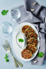Eggplant cheese cilantro oats fritters
