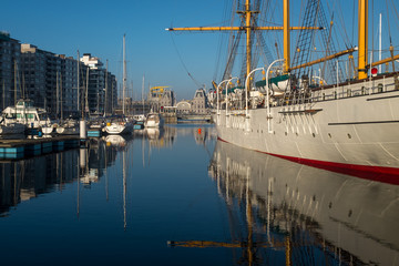 Mercator ship returned to the marina of Ostend, after a period of renovation,.