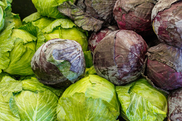 Fototapeta na wymiar Fresh Cabbage at a Farmers Market