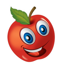 cartoon vegetable smiling and looking apple / illustration for children