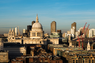 Fototapeta na wymiar London skyline with view over St Pauls Cathedral and Barbican