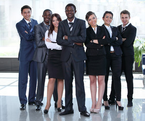 Obraz premium Multiracial business team people group smiling at camera.