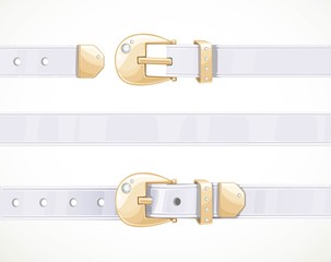 Leather white buttoned, unbuttoned and seamless middle part isolated on white background