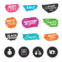 Bank loans icons. Fill document and get money.