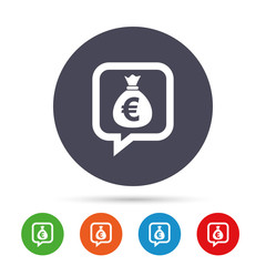 Money bag sign icon. Euro EUR currency.