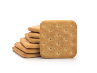 Dry cracker cookies isolated on white background cutout, concept of food