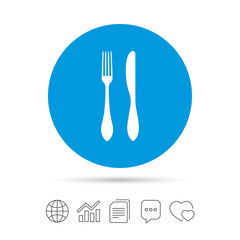 Eat sign icon. Cutlery symbol. Knife and fork.