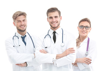 Fototapeta premium Team of medical professionals looking at camera, smiling.