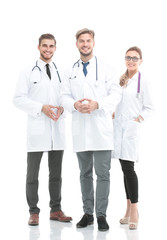 Fototapeta premium Team of medical professionals looking at camera, smiling.