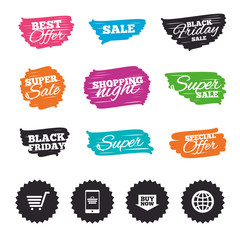 Online shopping icons. Smartphone, cart, buy.