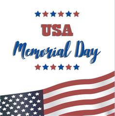 USA Memorial Day. Vector Happy Memorial Day card. 