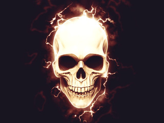 Electrifying skull with halo of electric arcs