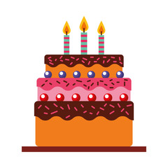 delicious cake brithday with candles vector illustration design