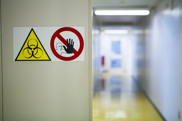 Safety signs on door