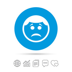 Sad face sign icon. Sadness symbol.