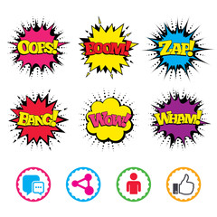 Social media icons. Chat speech bubble and Share.