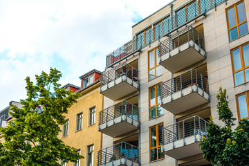 apartment house with steel balconies