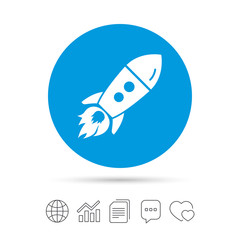 Start up icon. Startup business rocket sign.